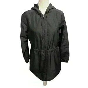 St. Johns Bay Women's Medium Lightweight Hooded Jacket Black Full Zipper